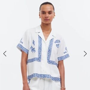 Limited edition Madewell x Lisa Says Gah! Embroidered Button-Front Shirt large